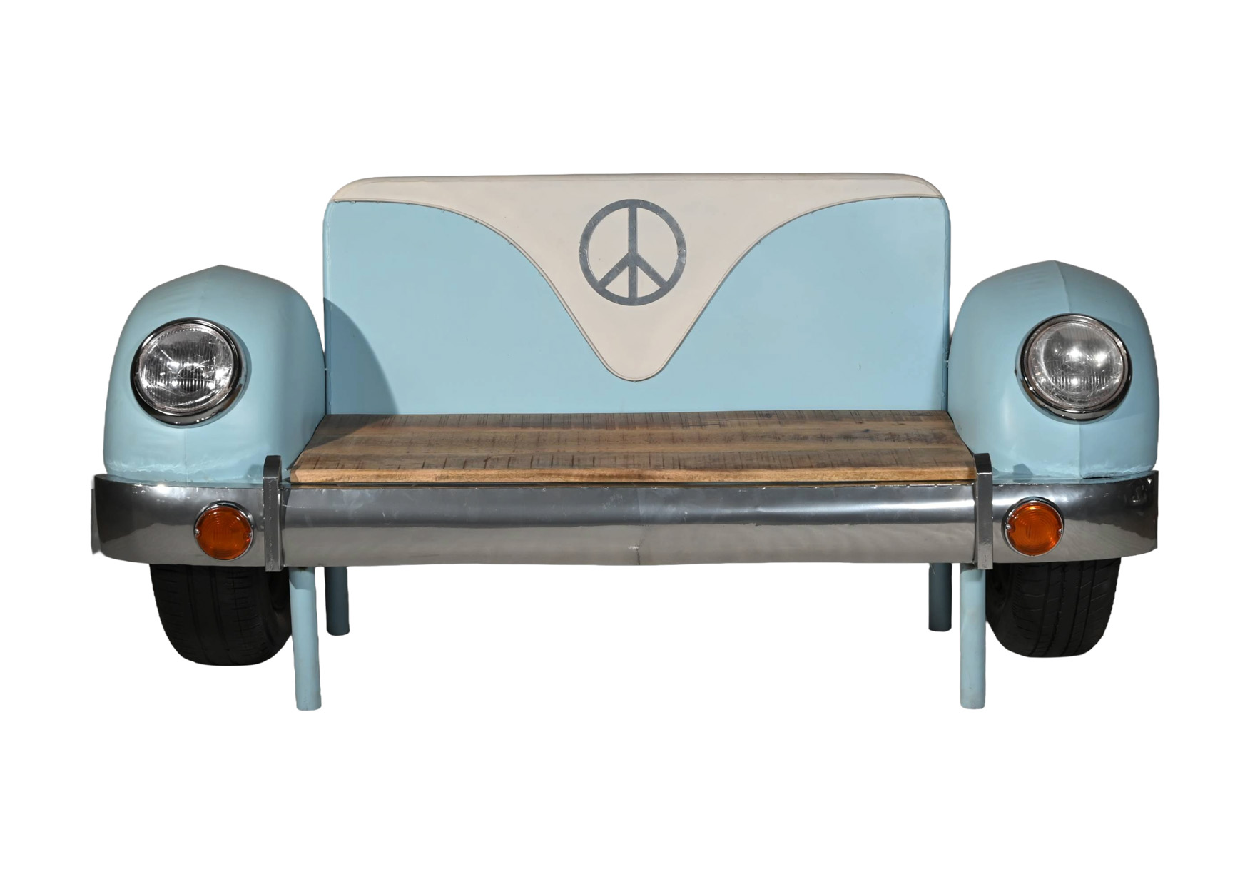 Autosofa-Bank HERBY | 2-Sitzer Front | mit Holzsitz | 173 cm 