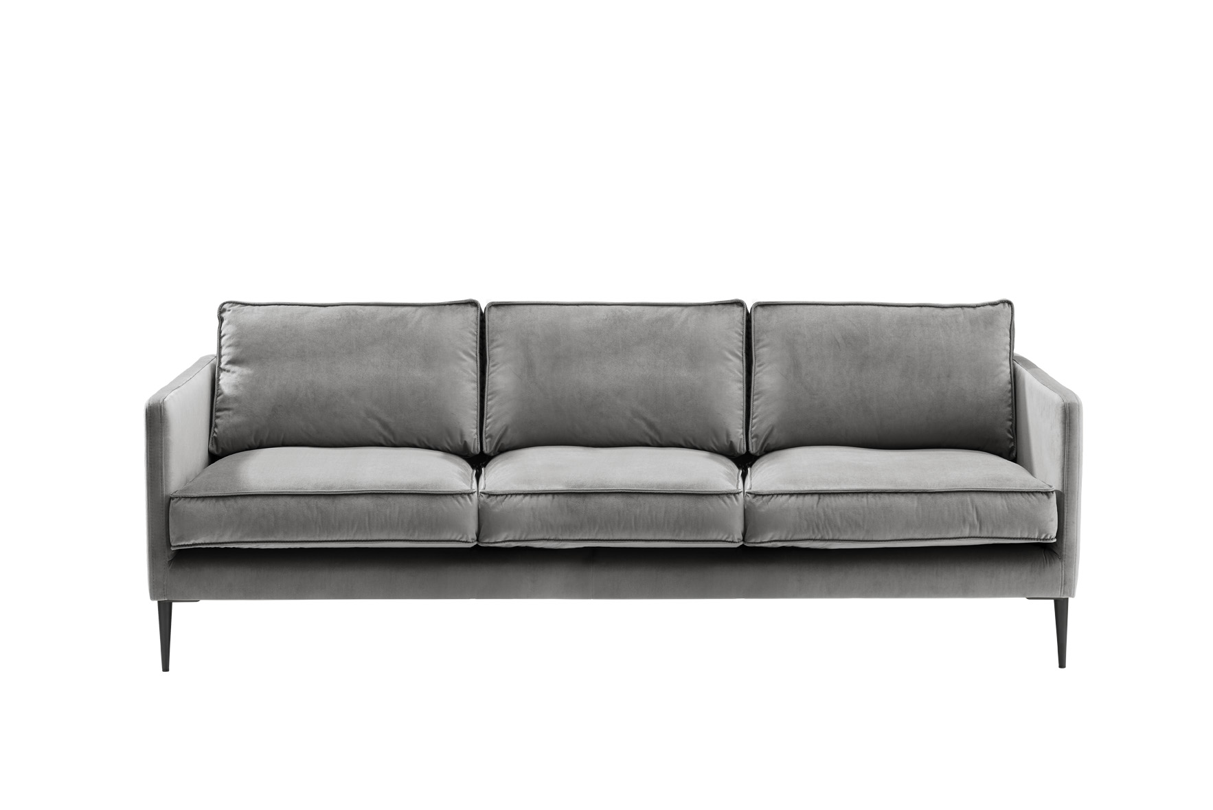 Sofa 4-sitzig FRITZ in Samt-Velours silbergrau, ca. 254 cm breit