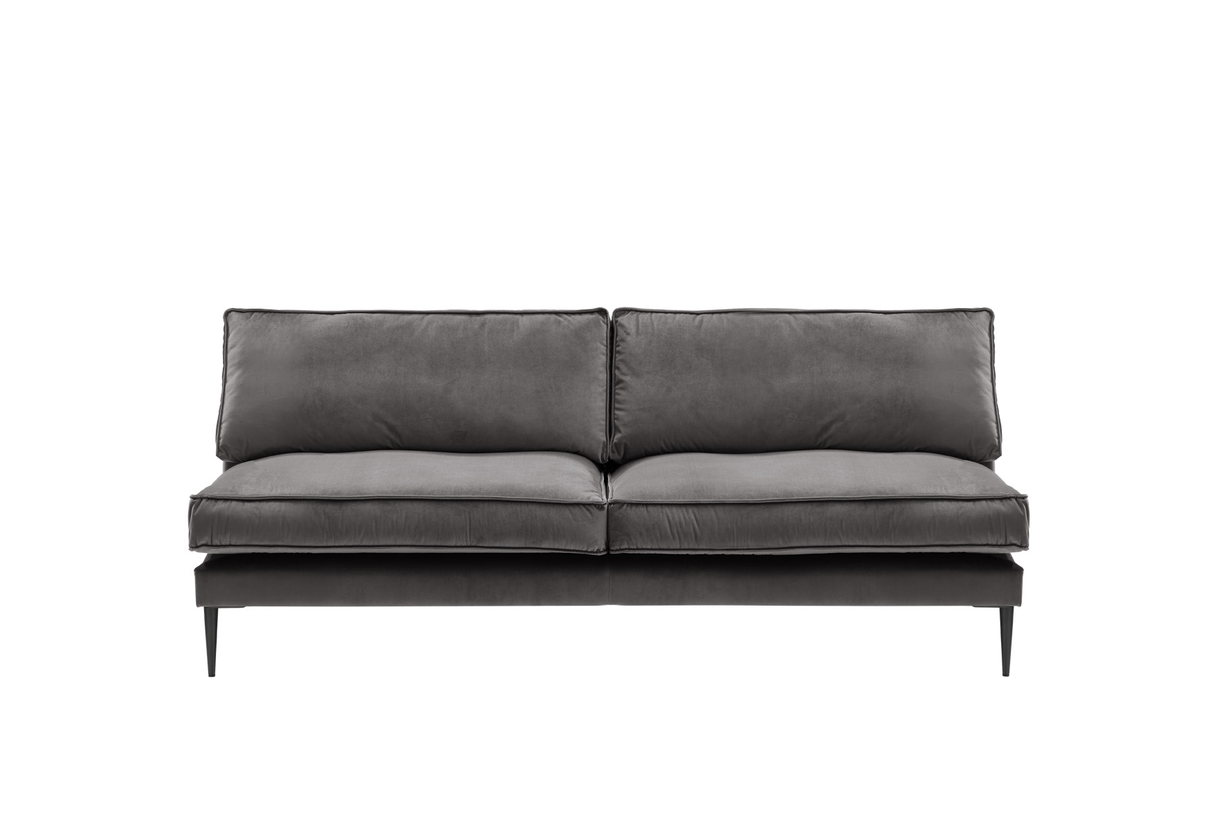Sofa 3-sitzig ohne Armlehnen FRITZ in Samt-Velours anthrazit, ca. 196 cm breit
