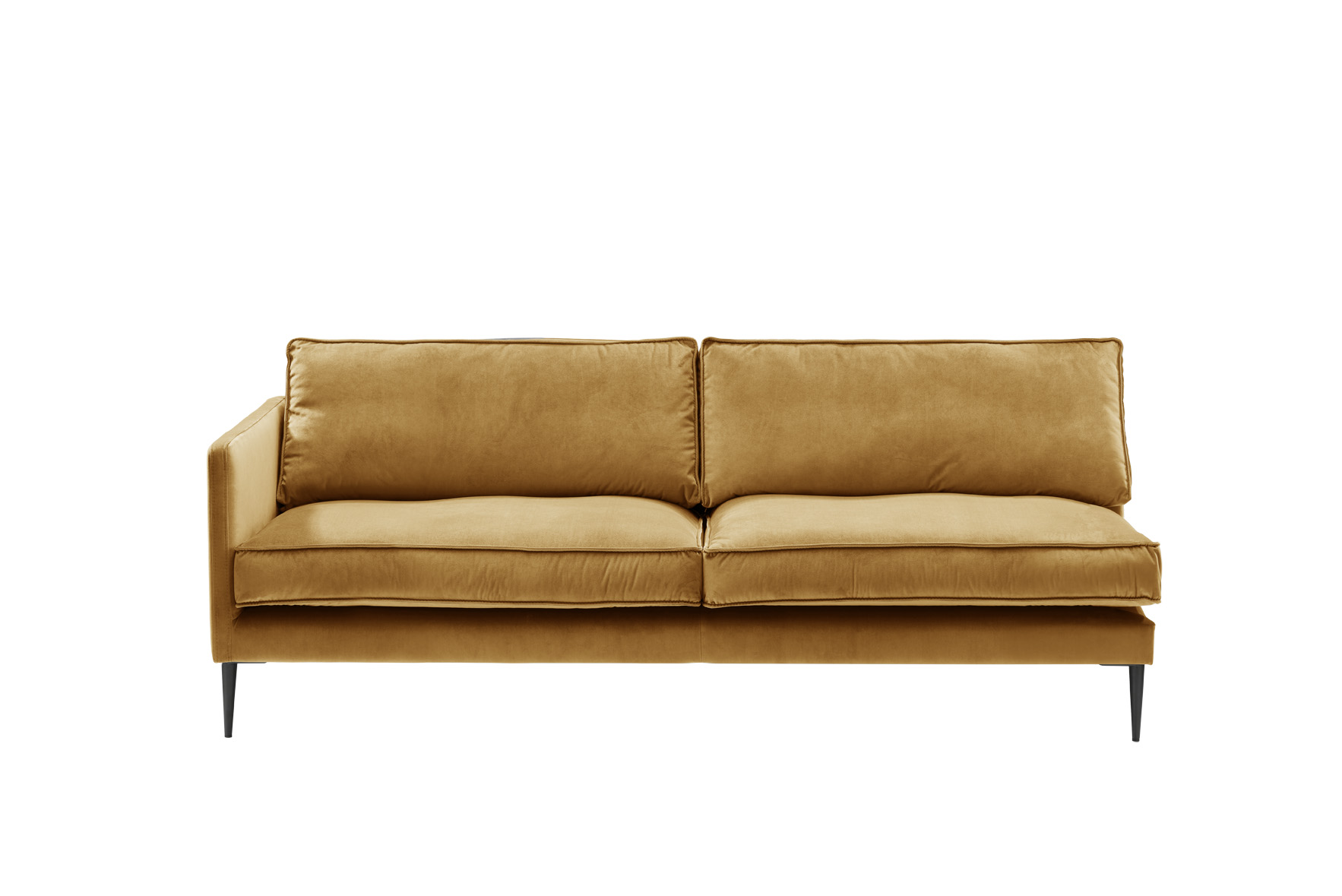 Sofa 3-sitzig mit Armlehne links FRITZ in Samt-Velours goldgelb, ca. 203 cm breit