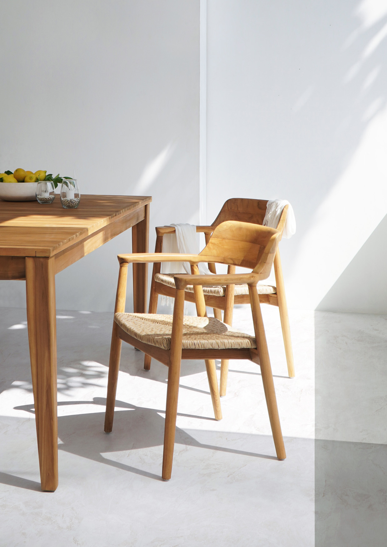 Gartenstuhl KENNEDY-2 | Teak | Poly-Binsensitz