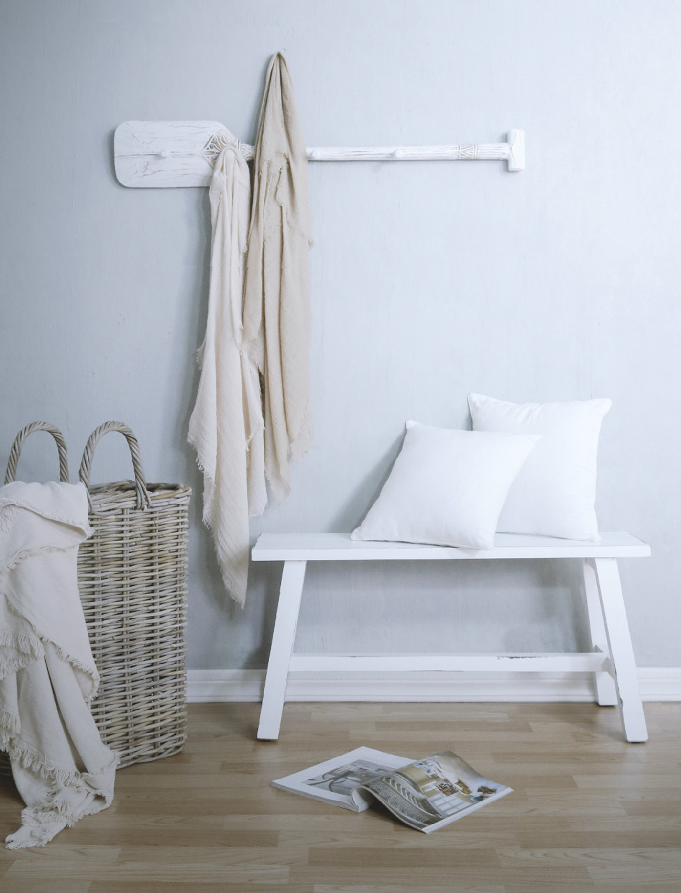 Deko-Bank | BENCH-M | Holz vintage-weiß| 90 cm breit