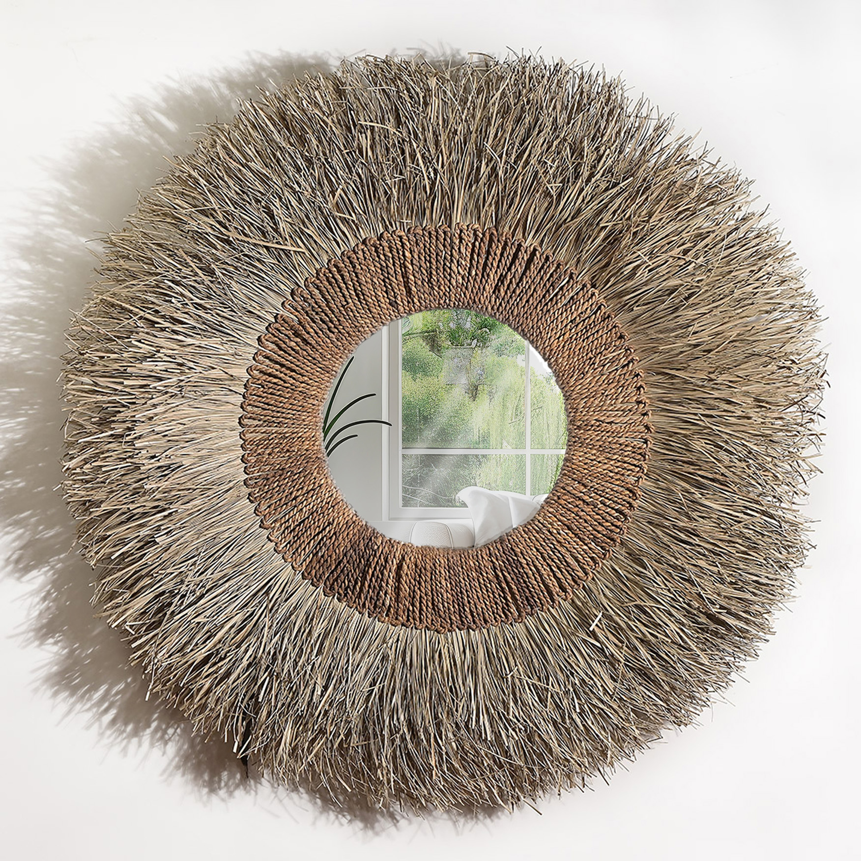 XXL-Wandspiegel BOHO | Pandangras | rund ca.130 cm
