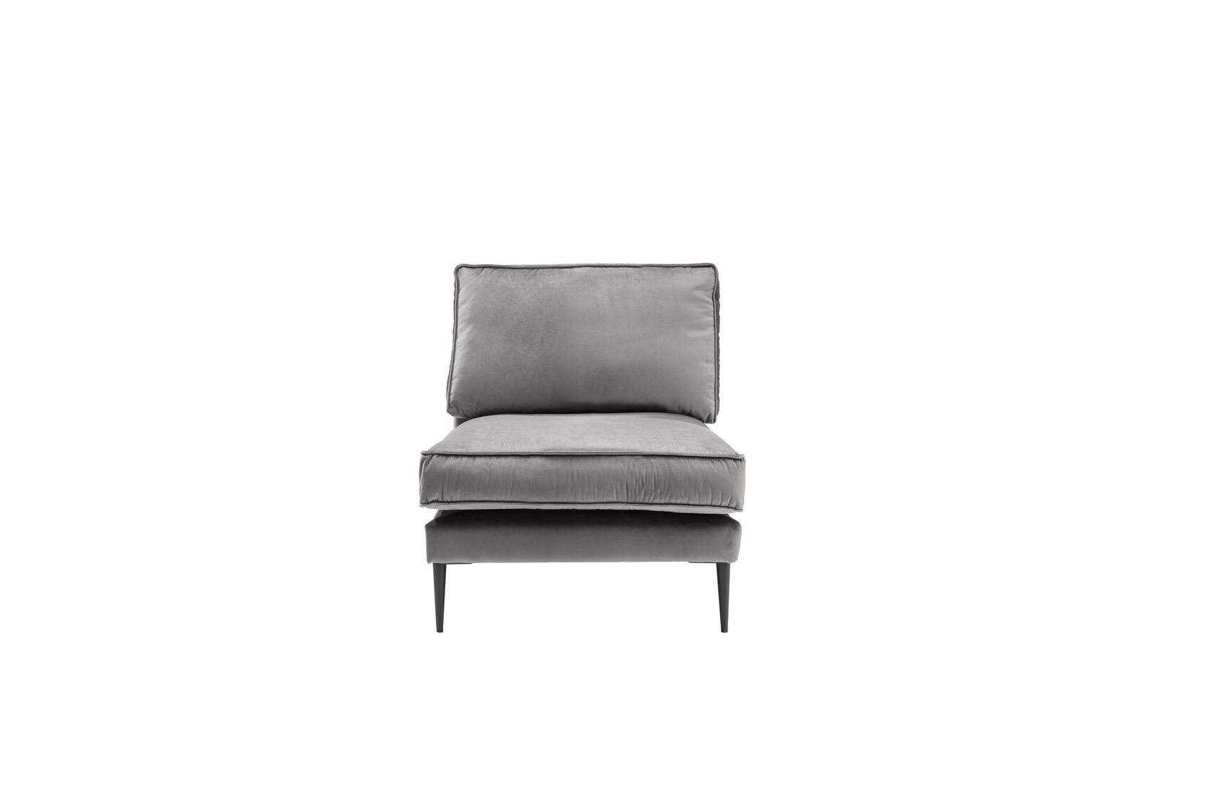 Sofa 1,5-sitzig ohne Armlehnen FRITZ in Samt-Velours silbergrau, ca. 82 cm breit