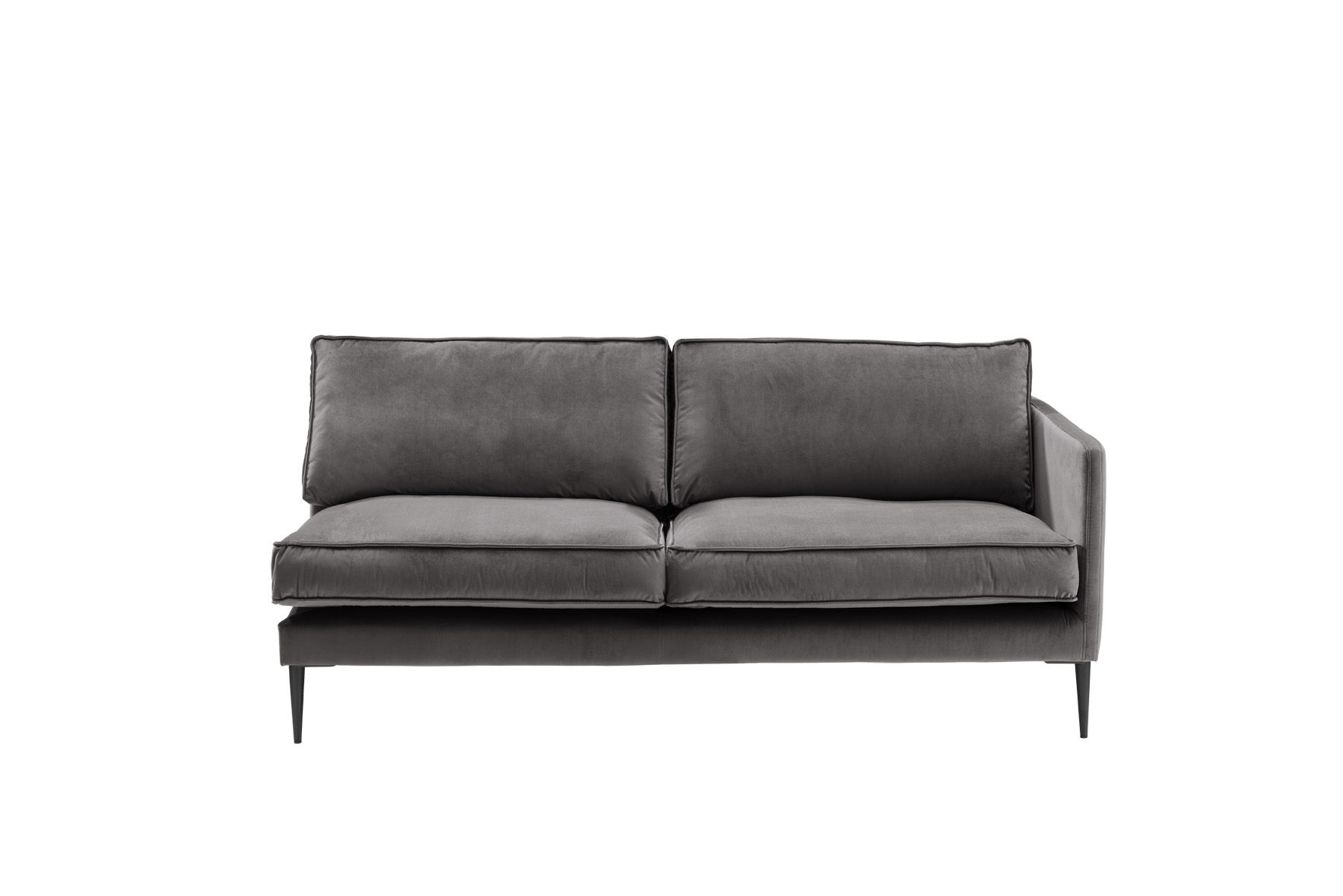 Sofa 2,5-sitzig mit Armlehne rechts FRITZ in Samt-Velours anthrazit, ca. 173 cm breit