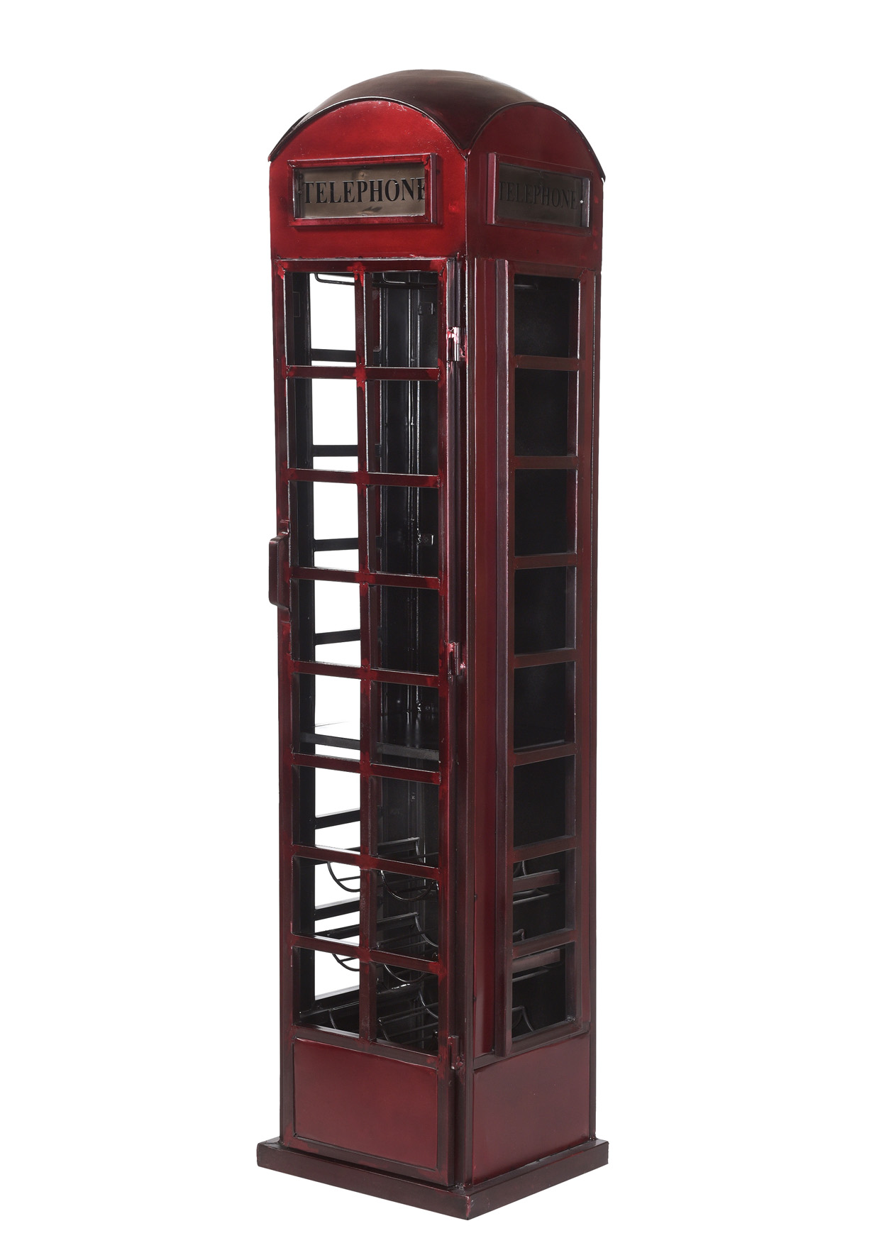 Barschrank TELEFONZELLE | Metall vintage-rot/schwarz | B/H: ca. 42 x 175 cm 