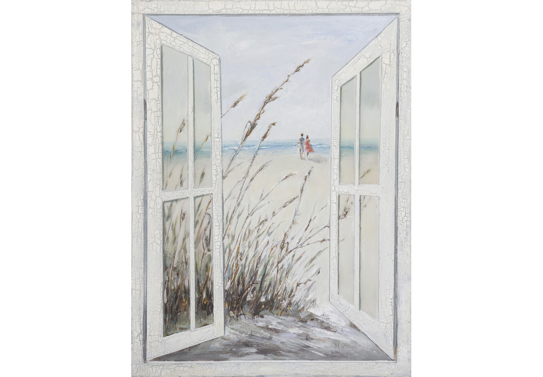 Unikat-Hochglanz-Leinwandbild offenes Fenster II I Acryl auf Leinwand | 90 x 120 cm