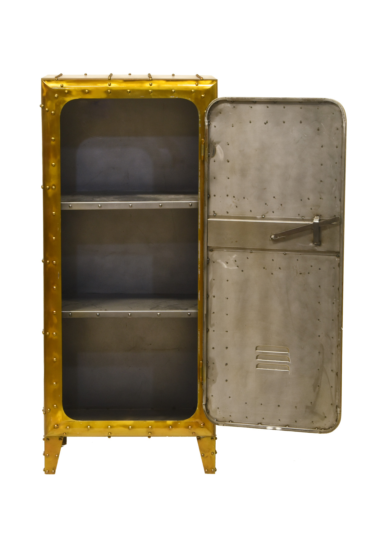 Schrank SAFE | Metall vintage gold | mit Regaleinteilung | BH: ca. 66 x 152 cm