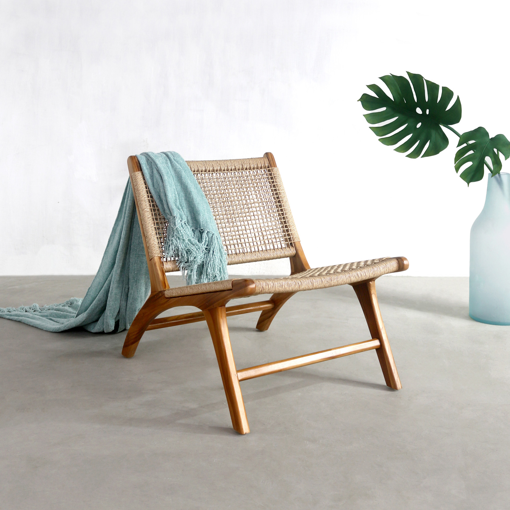 Garten Lounge-Sessel PARIS | Teakholz/Polyrattan natur 