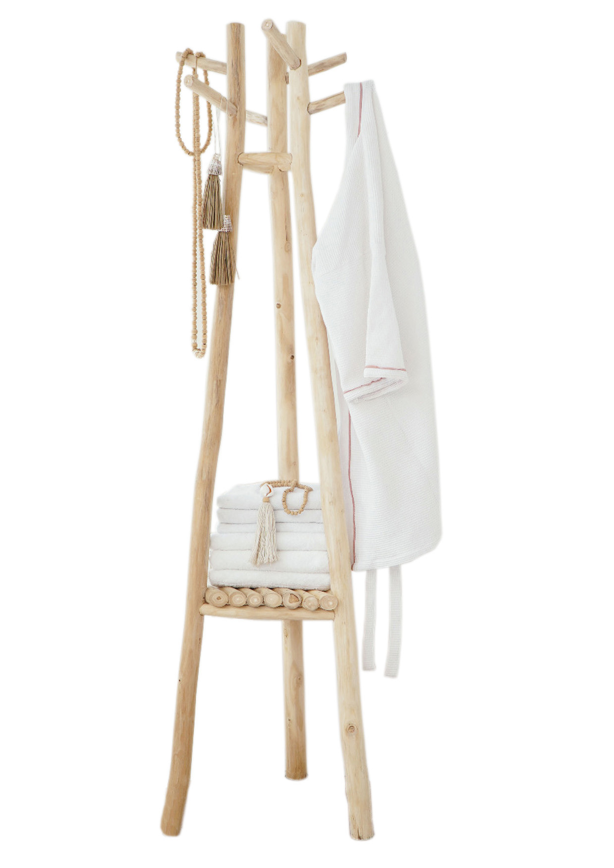 Kleiderständer MALONE | Teakholz | mit Handtuchablage