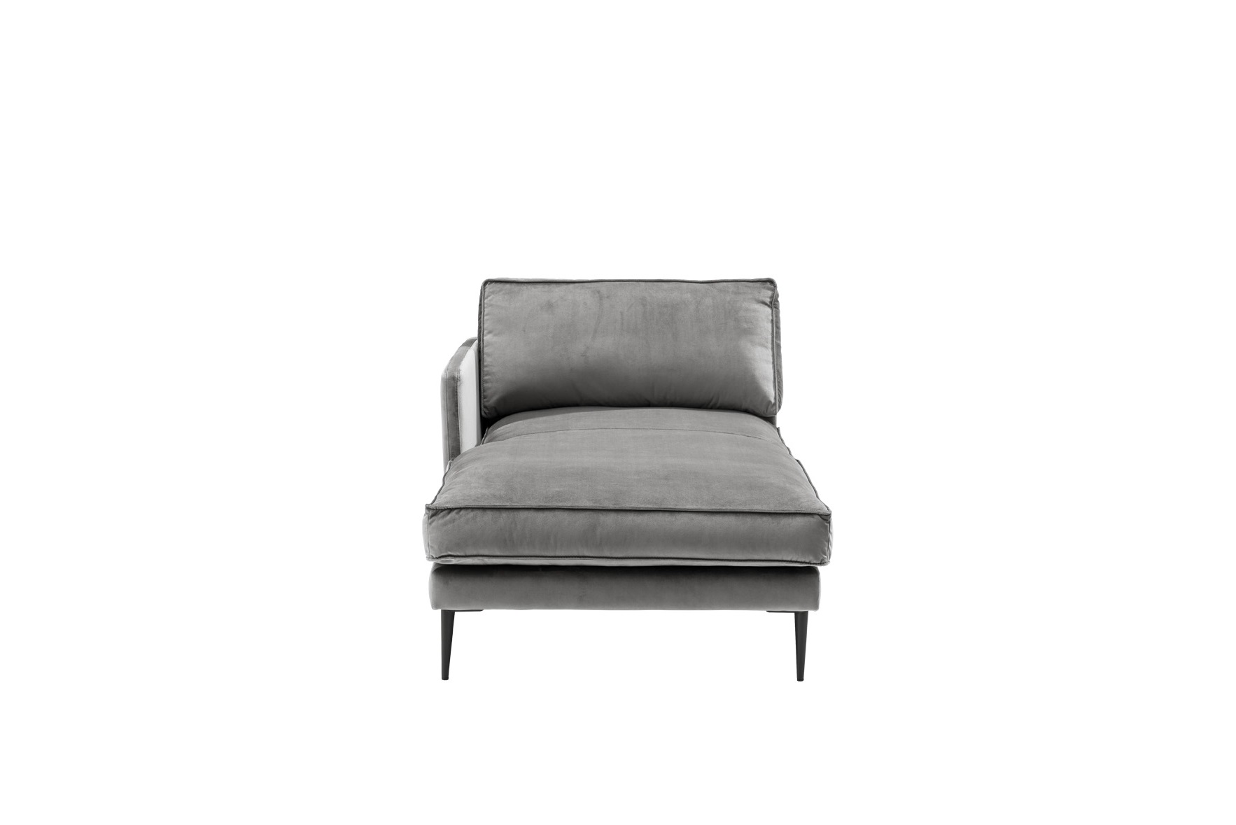 Longchair/Divan mit Armlehne links FRITZ in Samt-Velours silbergrau, ca. 90 cm breit