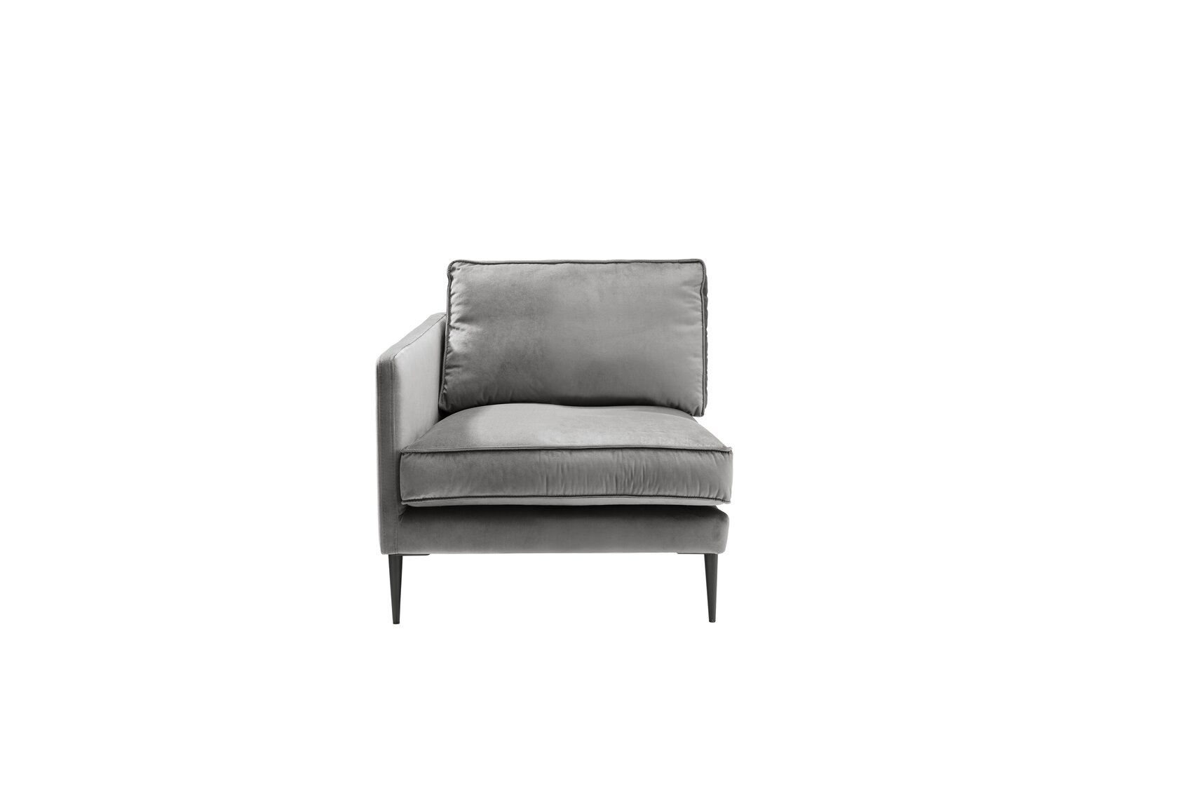 Sofa 1,5-sitzig mit Armlehne links FRITZ in Samt-Velours silbergrau, ca. 89 cm breit